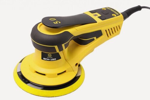 Изображение товара SCHTAER SCH01-150-2.5 Электрическая шлифмашинка, подошва 150мм, ход эксцентрика 2,5 с абразивом