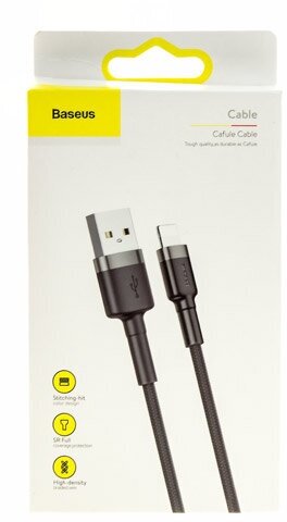 Data кабель USB Baseus, Cafule Cable CALKLF-BG1 для iP5, 1м серо-черный