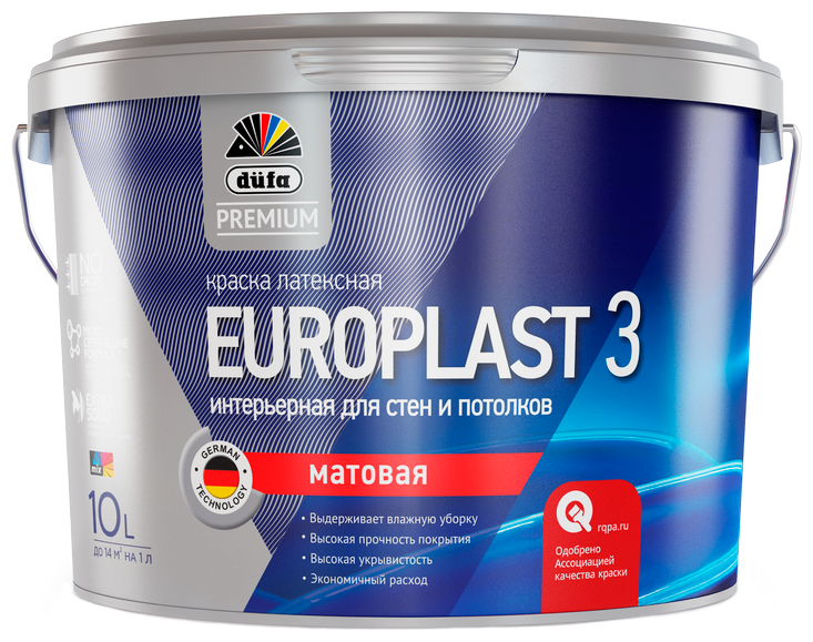 Краска интерьерная Dufa Europlast 3 цвет матовый белый 10 л