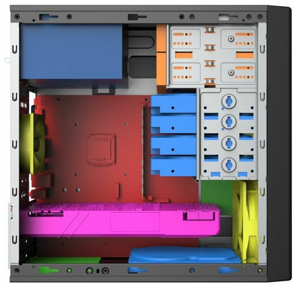 Корпус Foxline mATX case, black, w/PSU 450W 12cm, w/2xUSB2.0, w/2xUSB3.0, w/1xType-C (USB2.0), w/2xcombo audio, w/pwr cord, w/o FAN