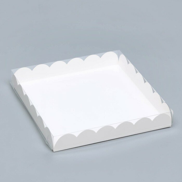 Коробочка для печенья, белая, 21 х 21 х 3 см, 5 штук