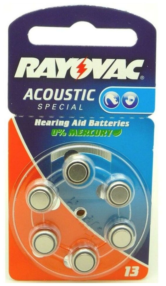 Батарейка для слуховых аппаратов VARTA RAYOVAC ACOUSTIC Type 13 бл 6