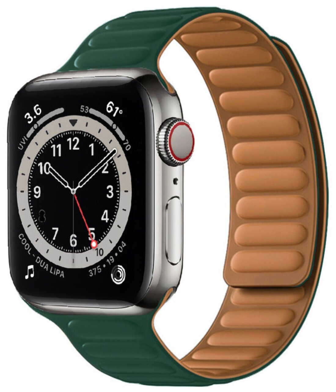 Силиконовый ремешок на магнитной застежке для Apple Watch Series 1-8 - 38/40/41 мм (темно-зеленый)