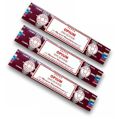 Купить Ароматические палочки благовония Satya Сатья Опиум Мак Opium, 3 упаковки, 45 гр, дерево