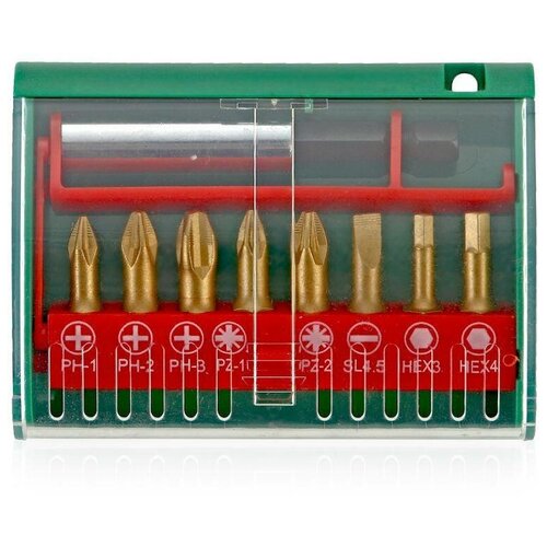 фото Набор бит hammerflex 203-904, 9 предм., зеленый