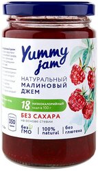 Джем Yummy jam натуральный малиновый без сахара, банка, 350 г