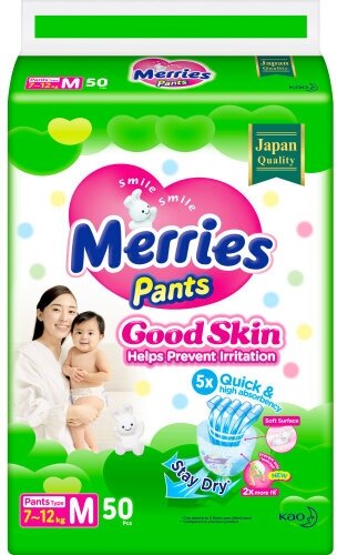 Трусики MERRIES (Мерриес) Good Skin размер M (7-12 кг) 50 шт