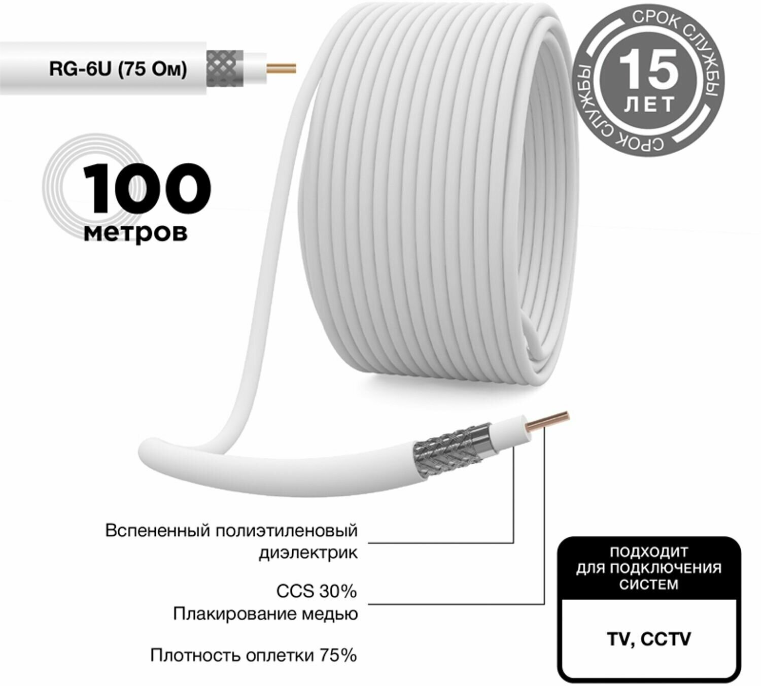 Кабель информационный RG-6U 01-2205 PROconnect