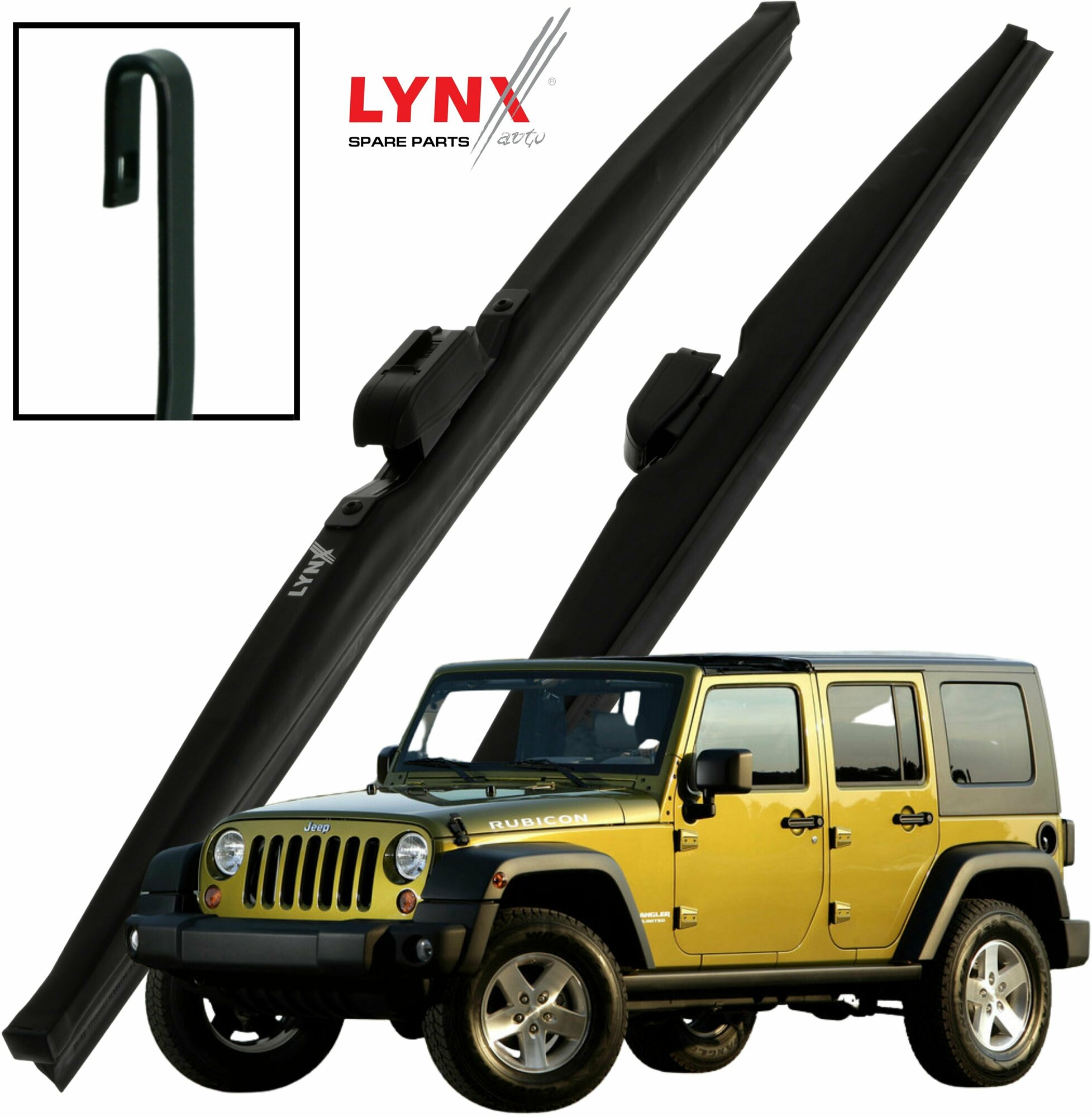 Дворники Jeep Wrangler (3) JK Джип Вранглер 2006 2007 2008 2009 2010 Щетки стеклоочистителя зимние LYNXauto 380мм-380мм к-т 2 шт.