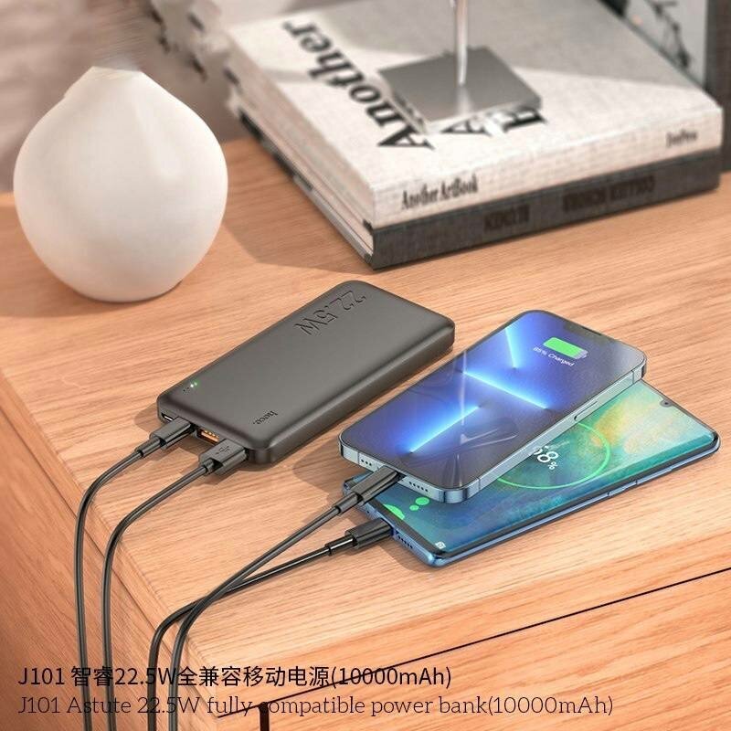 Внешний аккумулятор, зарядное устройство 10000mAh (2 выхода USB, Type-C и Micro) / Power bank Hoco J101 (22,5W)