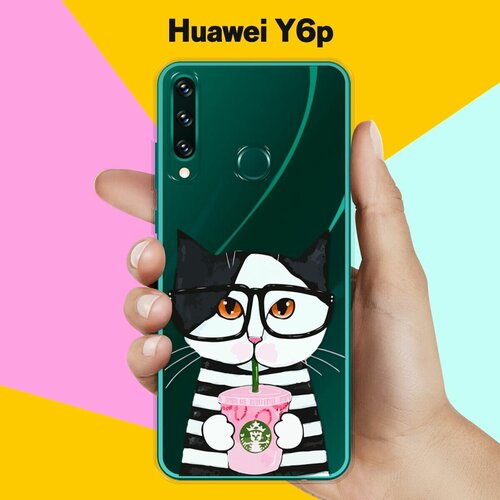 Силиконовый чехол Кот в очках на Huawei Y6p