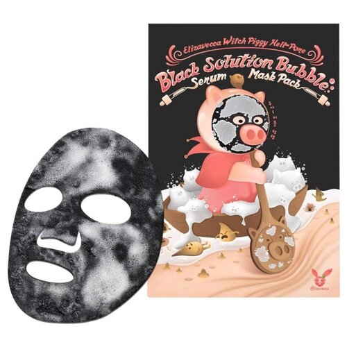 Кислородная тканевая маска Witch Piggy Hell-Pore Black Solution Bubble Serum Mask