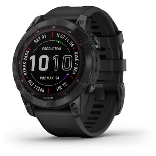 Умные часы Garmin Fenix 7 Sapphire Solar Carbon Gray DLC Titanium with Black Band (010-02540-20)