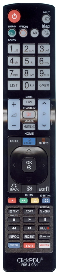 Дистанционные пульты Noname Пульт ClickPdu RM-L931 для LG универсальный пульт с кнопкой IVI под LCD SMART TV