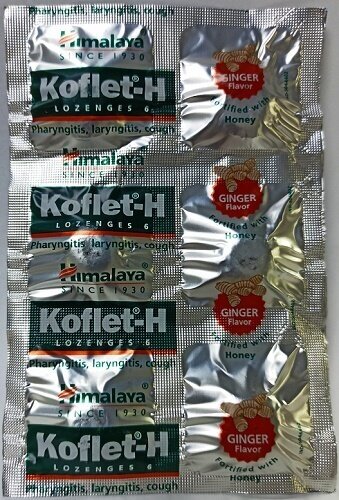 Кофлет Имбирь Хималая (леденцы от кашля) Koflet-H Lozenges Ginger Himalaya 6 шт.