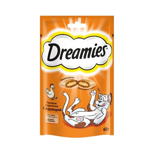 Dreamies Лакомые подушечки для кошек с курицей 7553 0,06 кг 22972 (26 шт)