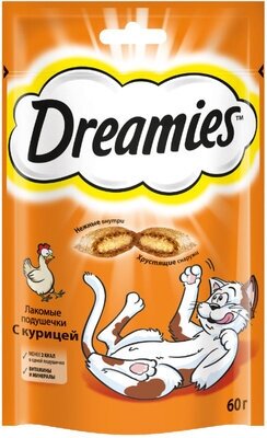 Dreamies Лакомые подушечки для кошек с курицей 7553 0,06 кг 22972 (2 шт)