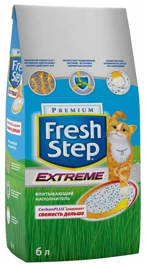 Fresh Step Extreme (3,17кг/6л.) наполнитель впитывающий для кошачьего туалета, тройной контроль запахов