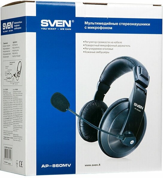 Гарнитура проводная SVEN АР-860MV Black (SV-0410860)