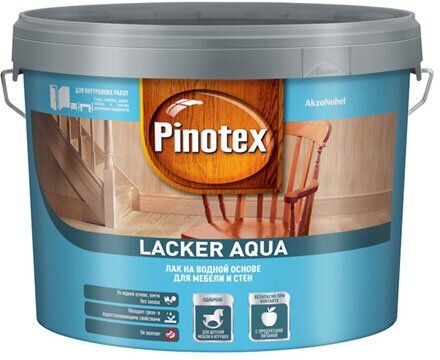 Лак для дерева на водной основе колеруемый Pinotex Lacker Aqua 70 глянцевый 9 л.