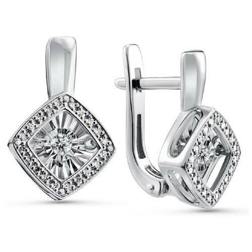 Серьги Костромской Алмазный Дом, золото, 585 проба, родирование, бриллиант, золотой