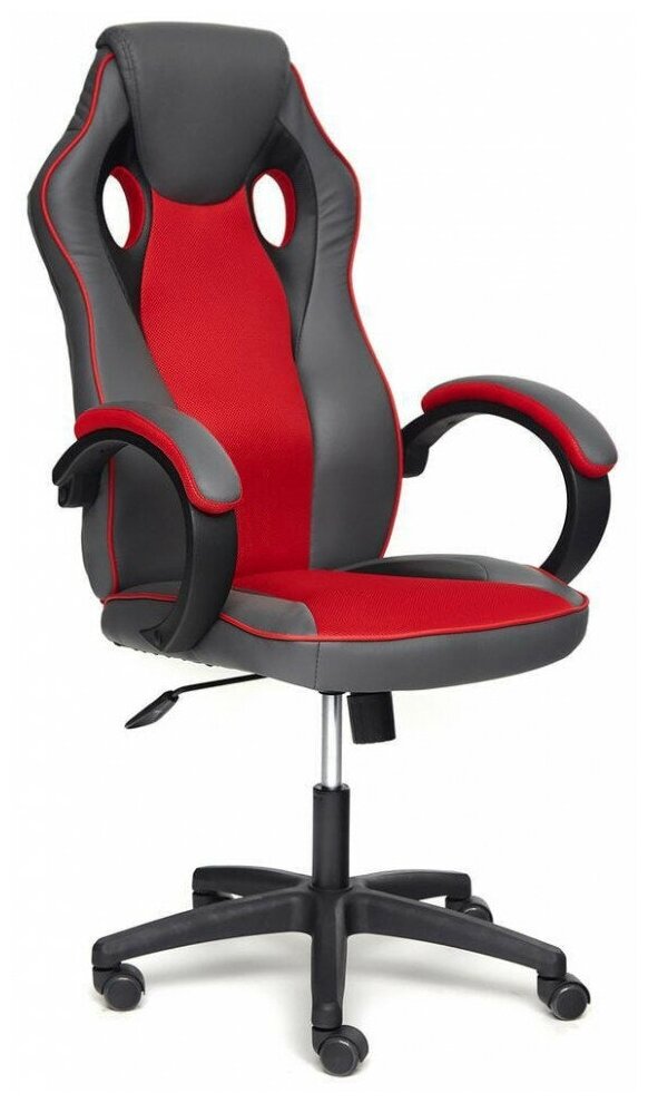 Кресло Tetchair RACER GT new, кож/зам/ткань, металлик/красный, 36/08