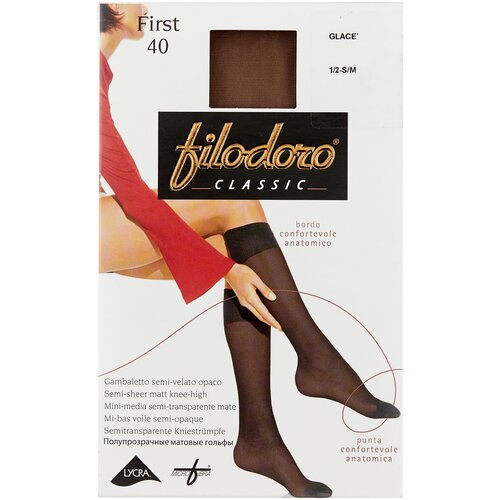 фото Капроновые гольфы filodoro classic first 40 den, размер 1/2 s/m, glace