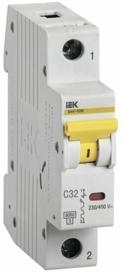 Автоматический выключатель Iek 1п C 32А 6кА ВА47-60M, MVA31-1-032-C