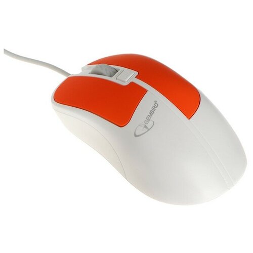 Мышь Gembird MOP-410-GRN, проводная, оптическая, 1600 dpi, USB, оранжевая