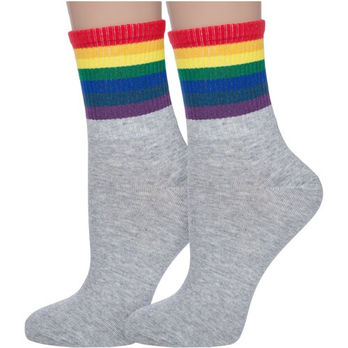 Комплект из 2 пар женских носков Hobby Line серые, размер 36-40