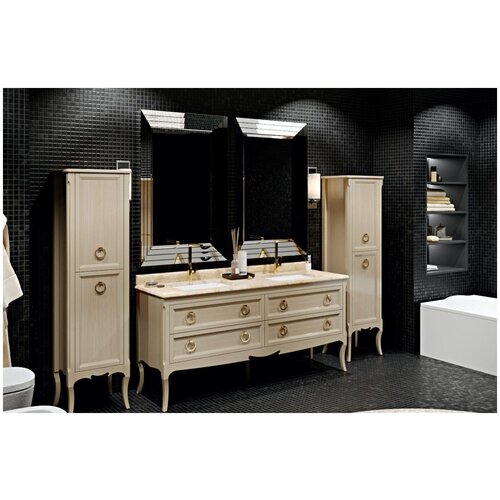 Bagno Piu Тумба напольная 150*83*50,5 цвет AVORIO OPACO + мраморная столешница цвет SILVIA ORO 152* 2* 51,5 + керамическая раковина + ручки золото