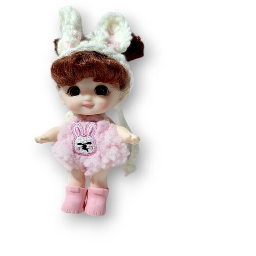 фото Кукла мини пупсик в повязке розовый miksik