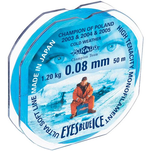 леска mikado eyes blue ice 0 14 50м Монофильная леска MIKADO Eyes Blue Ice d=0.08 мм, 50 м, 1.2 кг, Blue Ice, 1 шт.