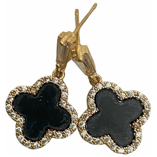 серьги LaPena четырехлистник черный