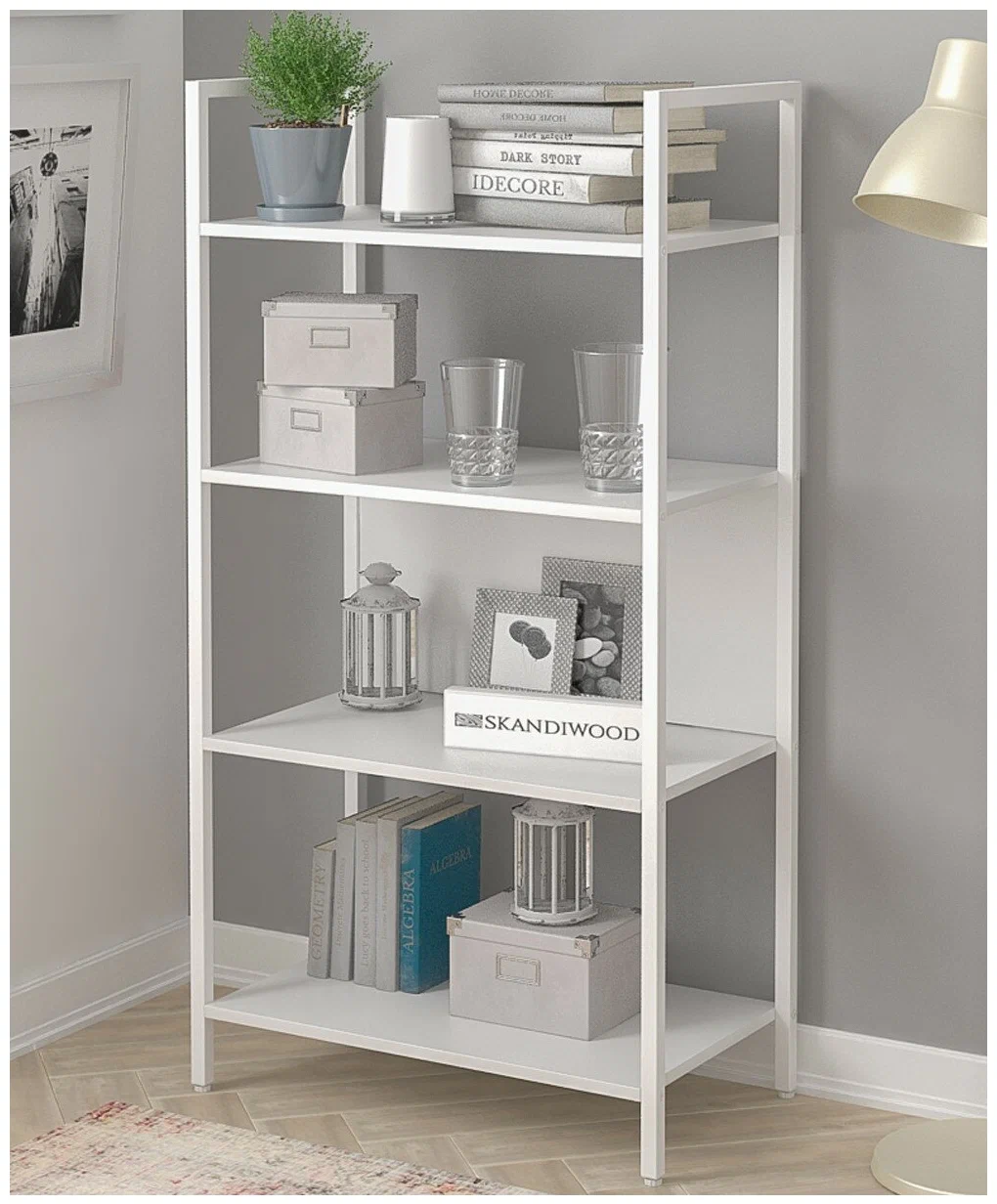 Стеллаж, этажерка, пенал, шкаф для книг металлический напольный SKANDIWOOD Bergen (Chicago) 60x30x120 см, белый