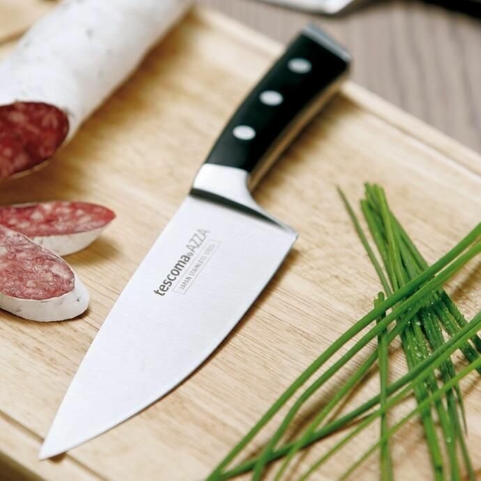 Нож кухонный Tescoma кованый универсальный для мяса лезв.160мм прямая заточка черный/серебрис - фото №4