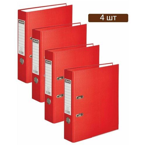 Папка-регистратор ATTACHE(ПВХ+бум)с металлическим уголком,75мм, красная, карман на корешке 4 комплекта