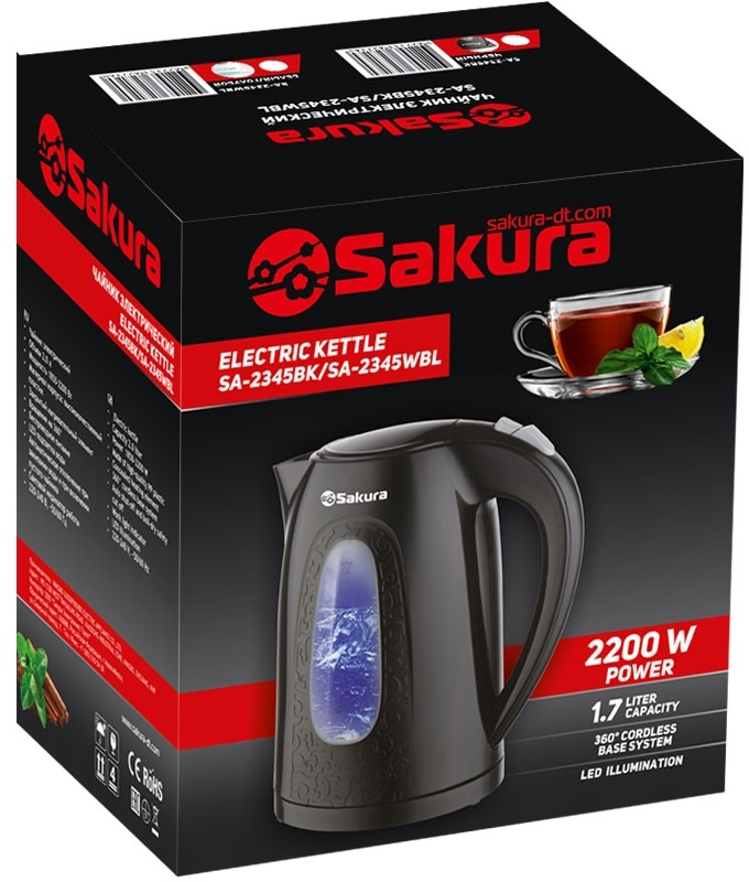 Чайник электрический Sakura SA-2345BK чёрный 2.0л - фотография № 2