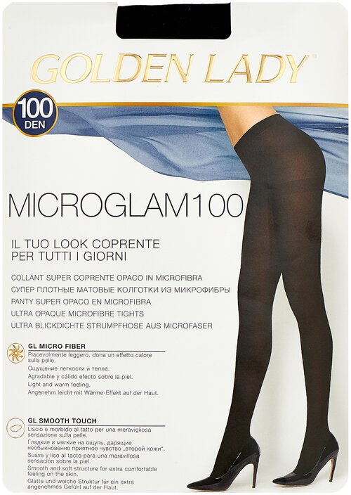 Колготки  Golden Lady Micro Glam, 100 den, размер 4, черный