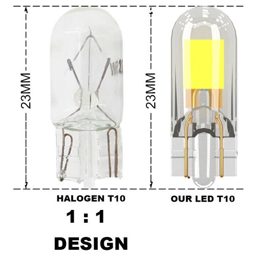 W5W лампа светодиодная, стекло, 2 шт