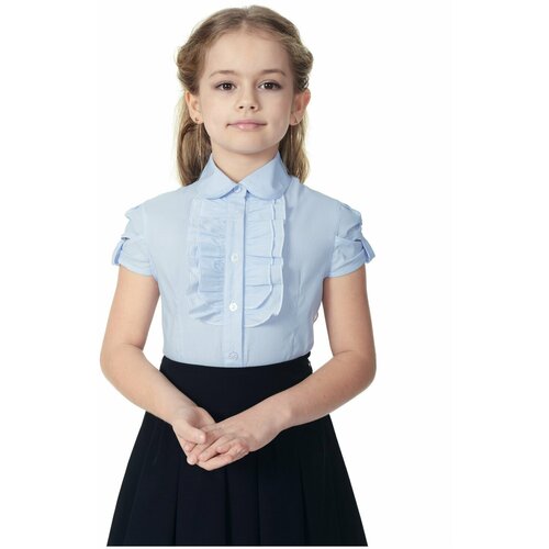 Школьная блуза Sky Lake, короткий рукав, размер 30, голубой
