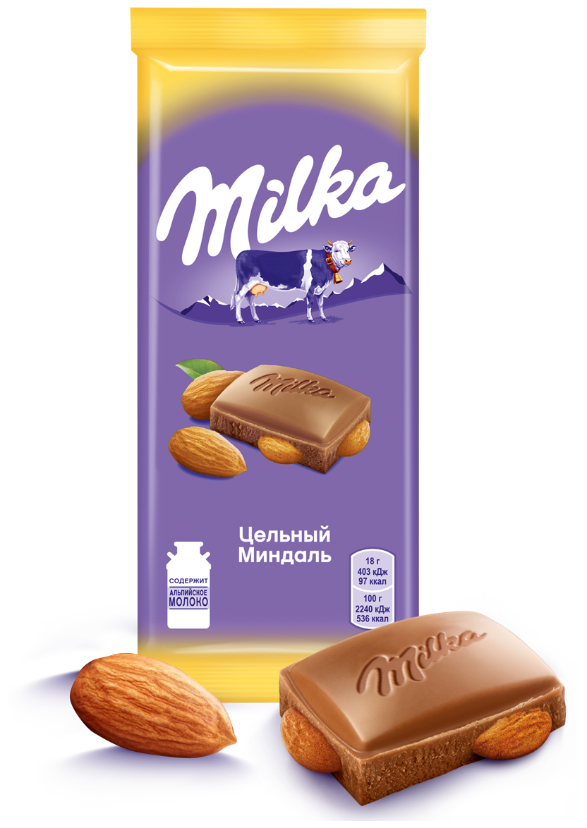 Шоколад Milka Молочный с цельным миндалем 85г - фото №4