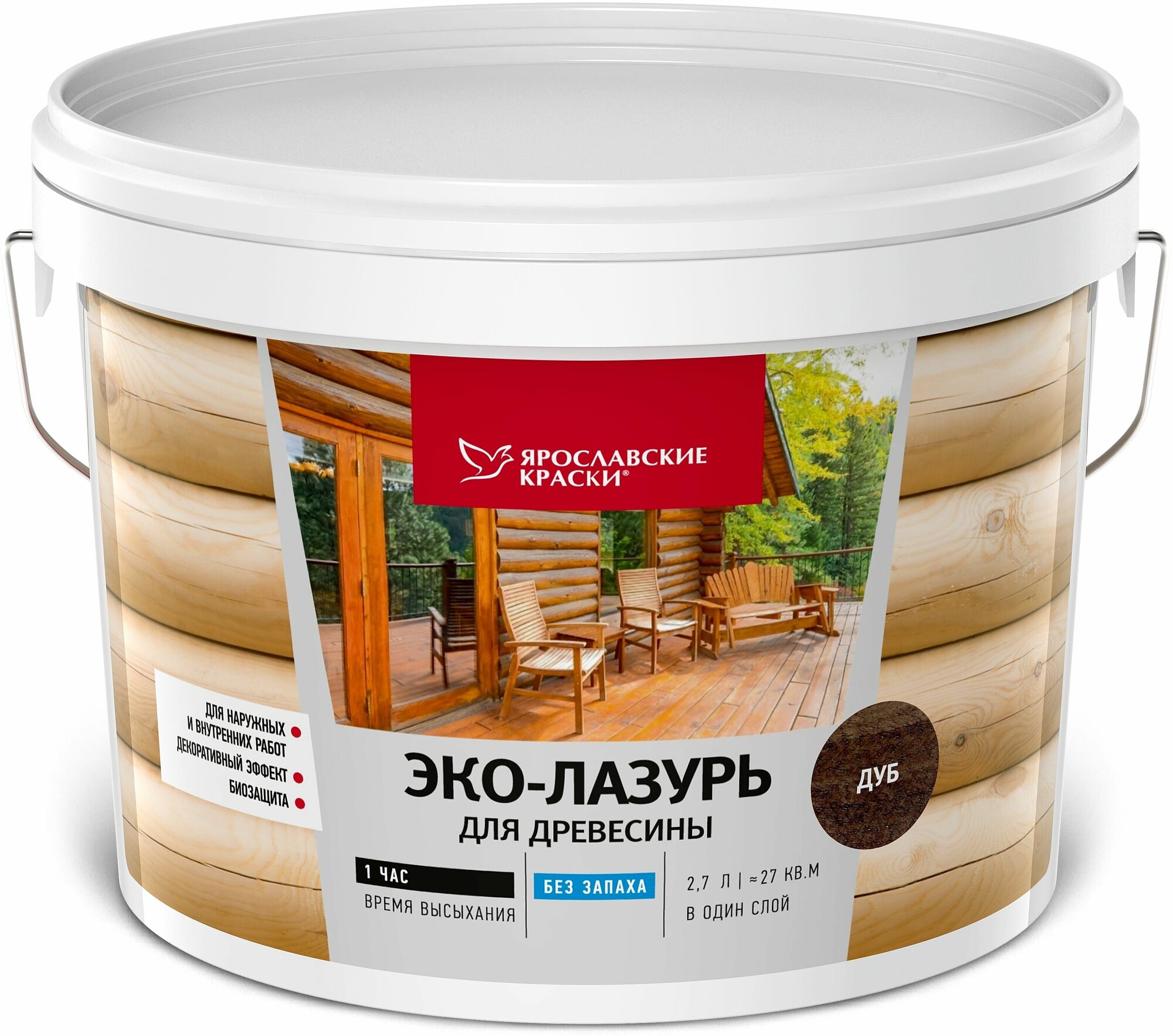 Пропитка для древесины Ярославские краски Эко-лазурь с декоративным эффектом и биозащитой цвет дуб 2.7 л