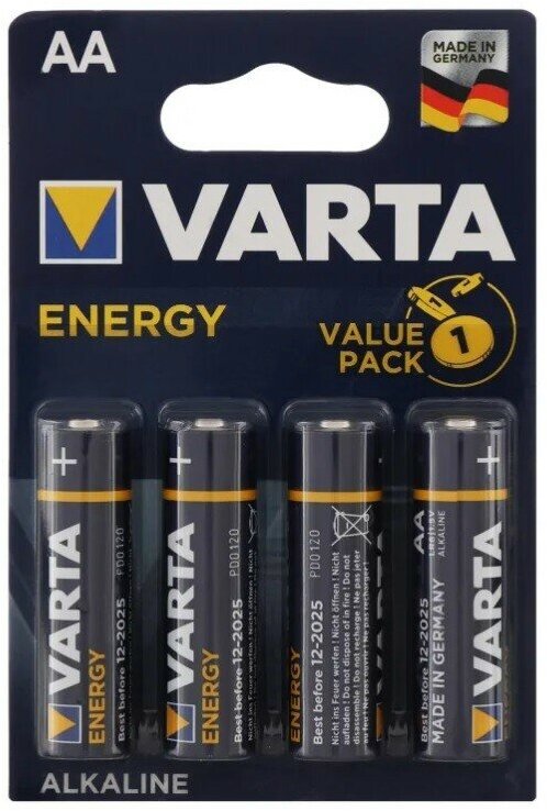 Батарейка VARTA ENERGY 4106 LR6 AA BL4, упаковка 4 шт.