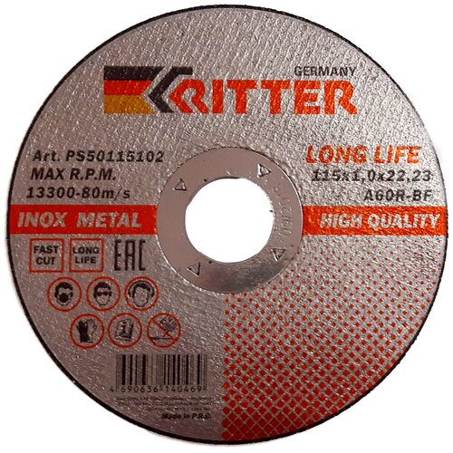 Круг отрезной 115 х 1,0 х 22,2 мм A60R-BF-T41 LongLife HQ RITTER PS50115102 16151667 ступица колеса febest 0282 a60r