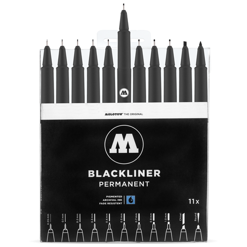 Набор линеров Molotow BLACKLINER complete set 11 штук