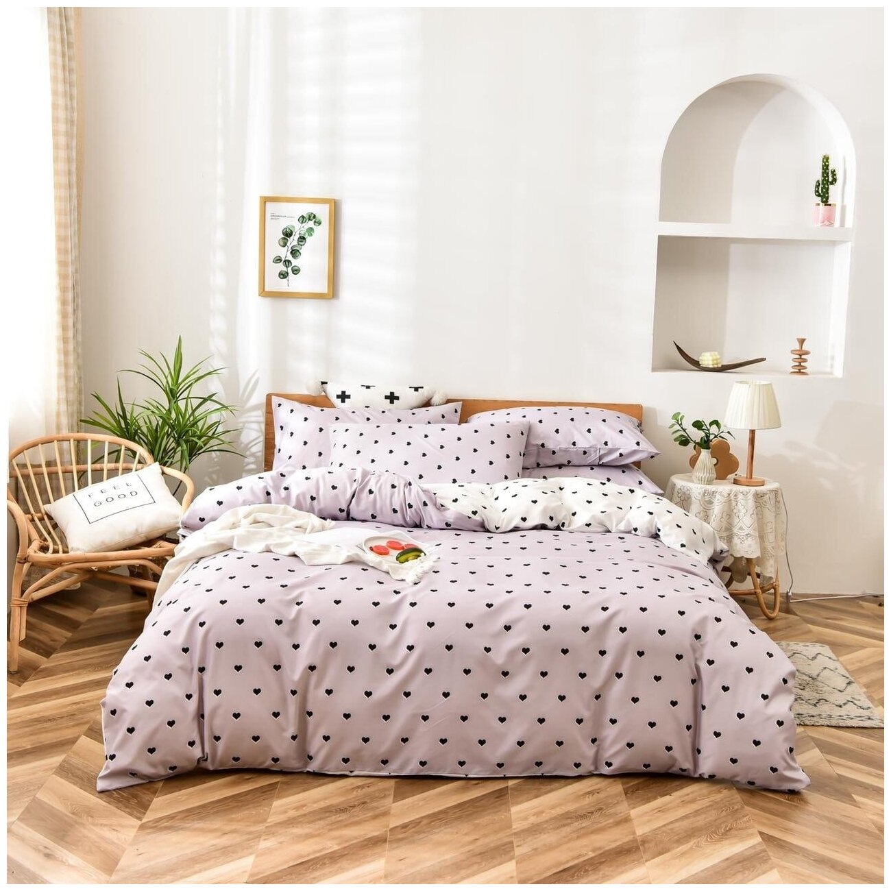 фото Комплект постельного белья Mency Розовое Сердечки - Евро