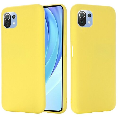 чехол df для xiaomi mi 11 lite с микрофиброй silicone blue xiflip 71 Силиконовый чехол Mobile Shell для Xiaomi Mi 11 Lite / Xiaomi Mi 11 Lite 5G (желтый)