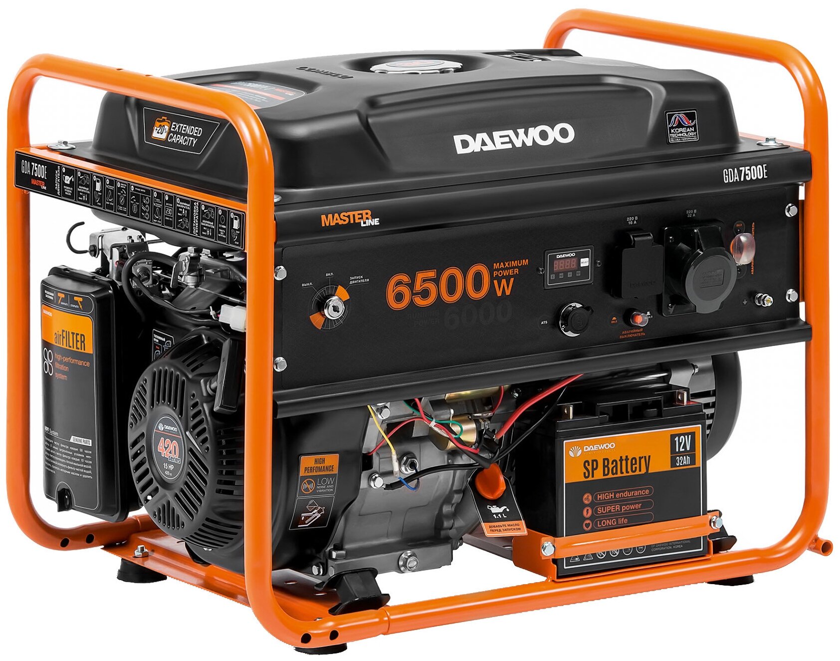 Бензиновый генератор Daewoo Power Products GDA 7500E (6500 Вт)
