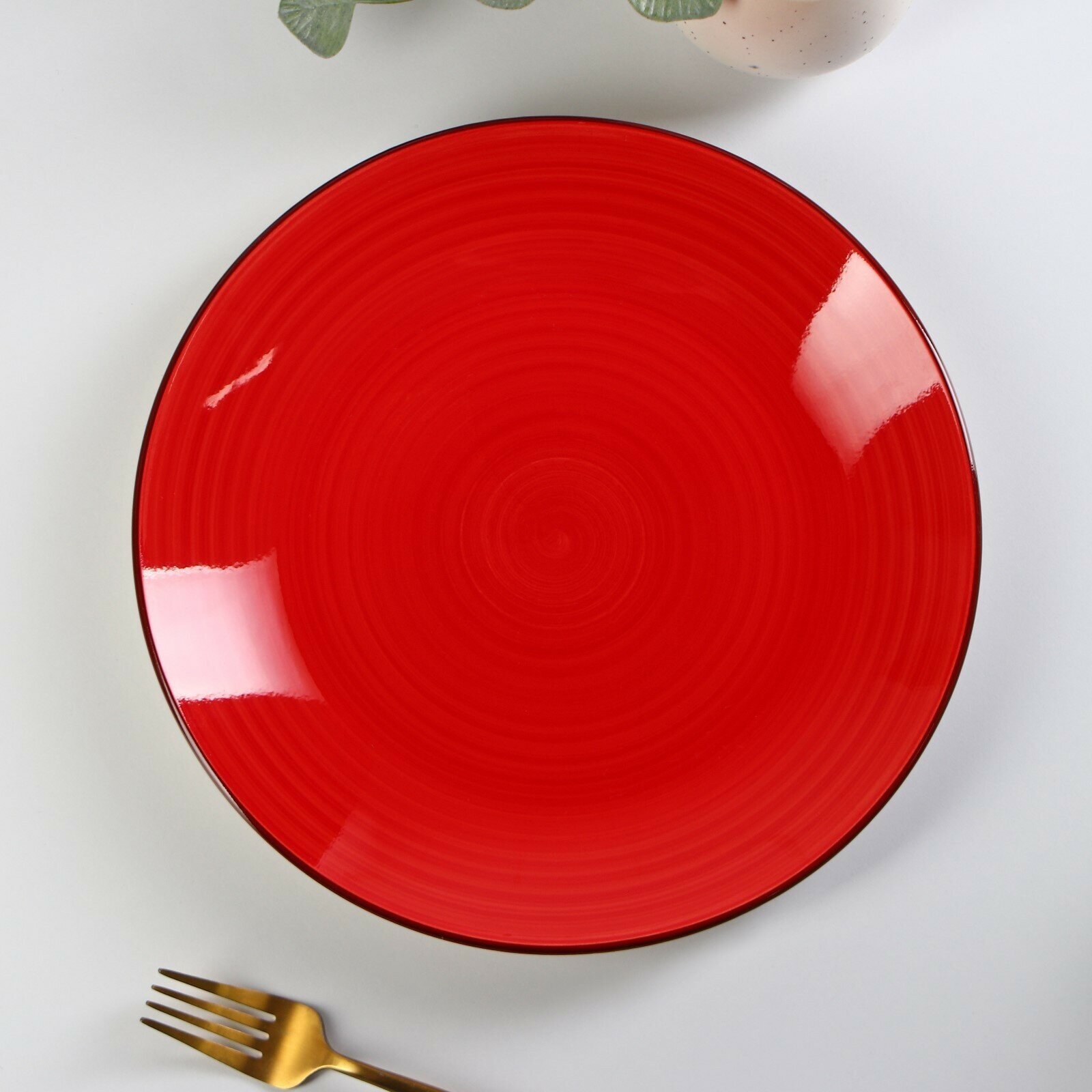 Тарелка керамическая обеденная «Морской мир», d=27 см, цвет красный